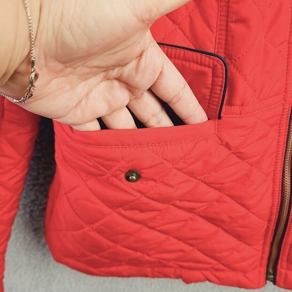 Talbots Jacket Womens XSmall Red Quilted Military Coat Fully Lined Cabincore - Picture 4 of 12